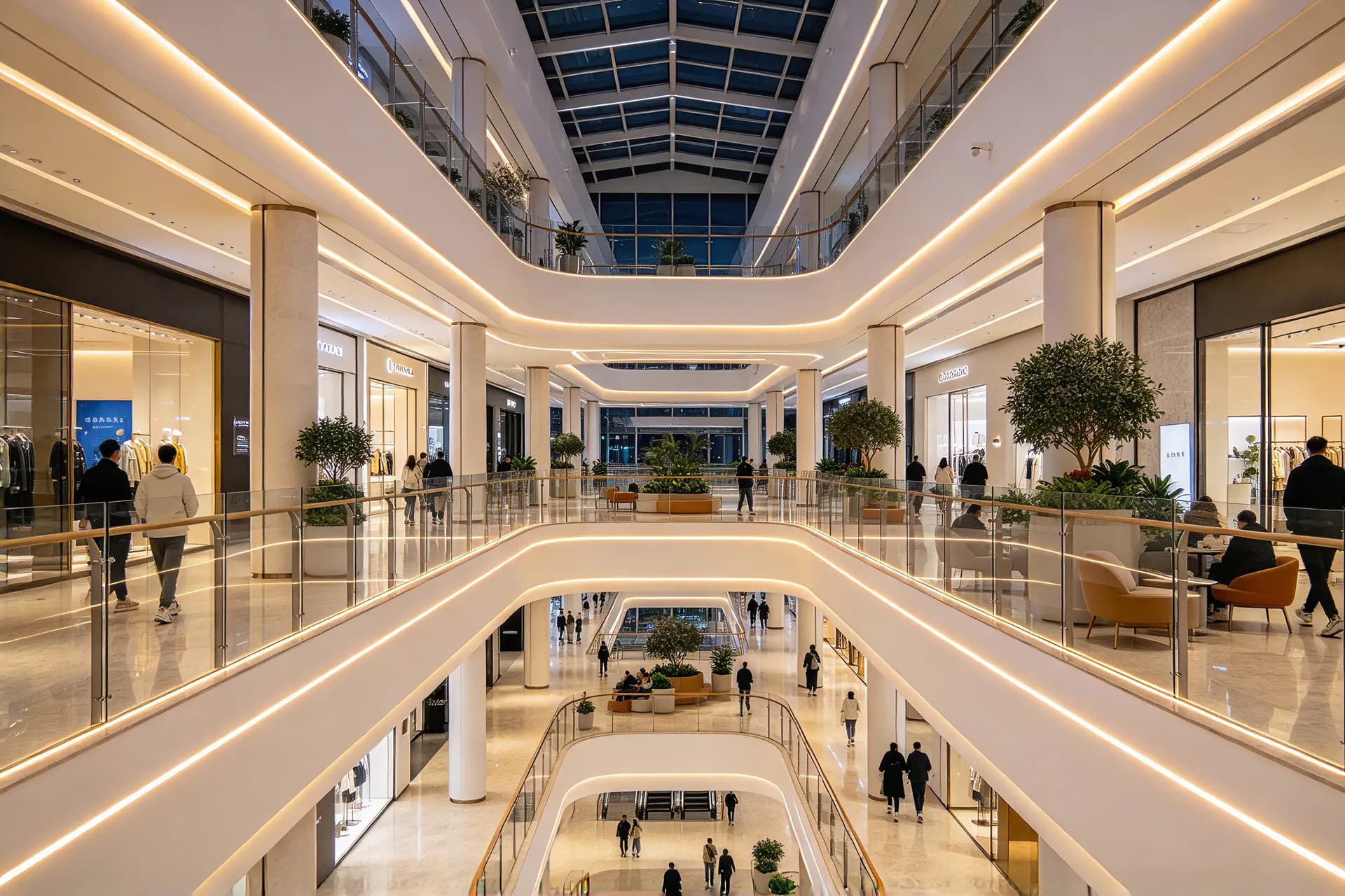 AI-generated illustration of shopping mall atrium