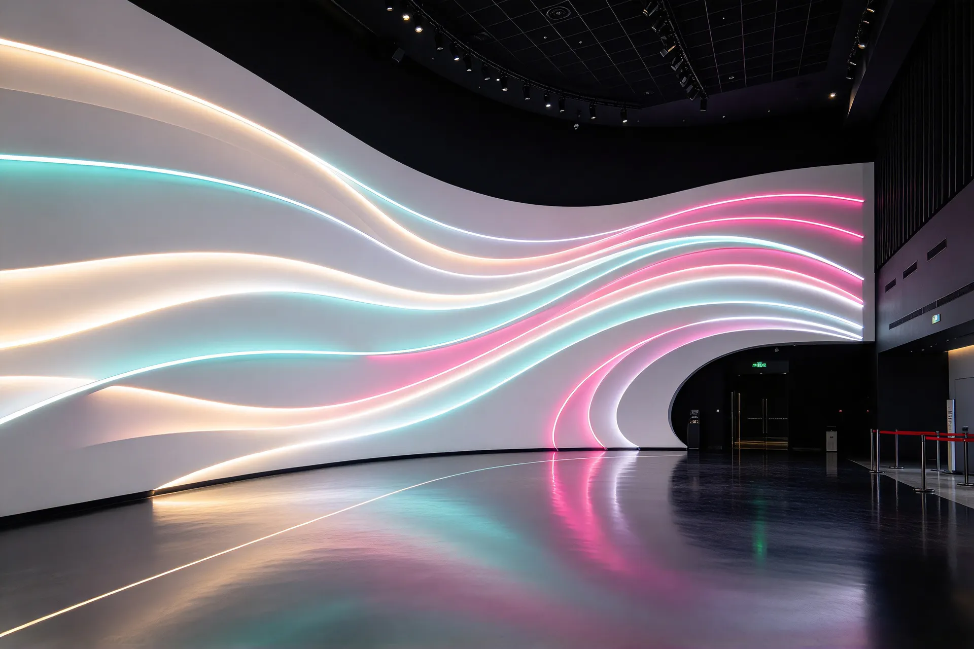 AI-generated illustration of exhibition light wall